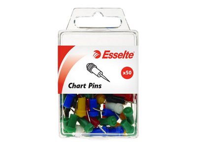 Esselte Chart Pins Assorted Colours Pack 50