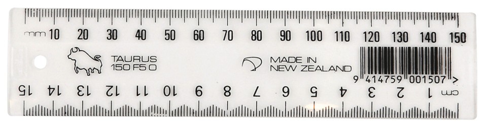 Taurus Ruler Plastic 15cm Clear