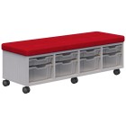 Ako Sit & Store. 470h X 1380l X 450d. Silver Strata Carcass With Ashcroft Scarlett Upholstery. image