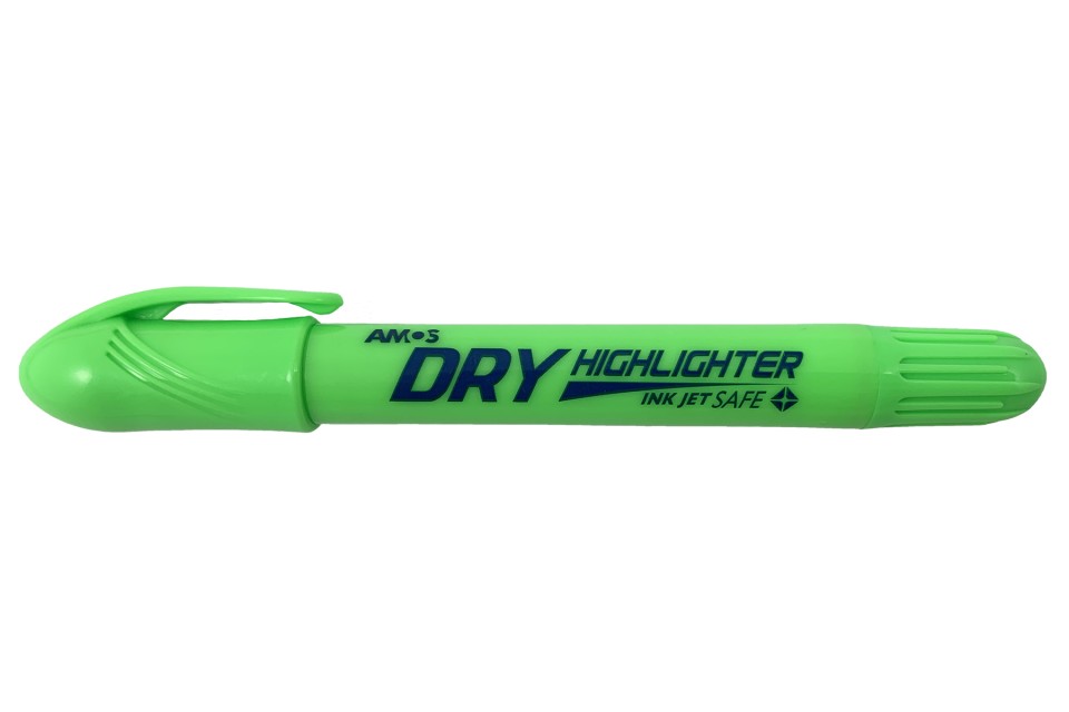 Amos Dry Highlighter Bullet Tip Fluoro Green
