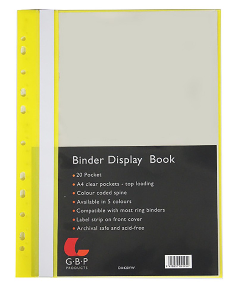 Display Book A4 Binder Yellow Pk10