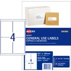 Avery General Use Labels 938206/L7169GU 99.1x139mm 4 Per Sheet White Pack 400 Labels image