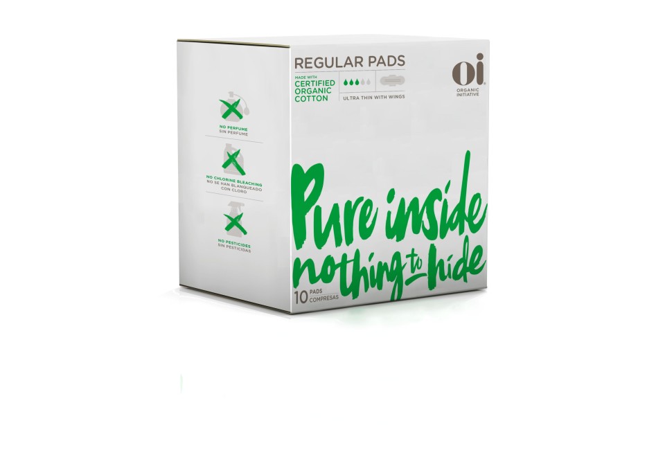Oi Organic Pads Ultra Thin Wings Regular Pack of 10 Box Of 12