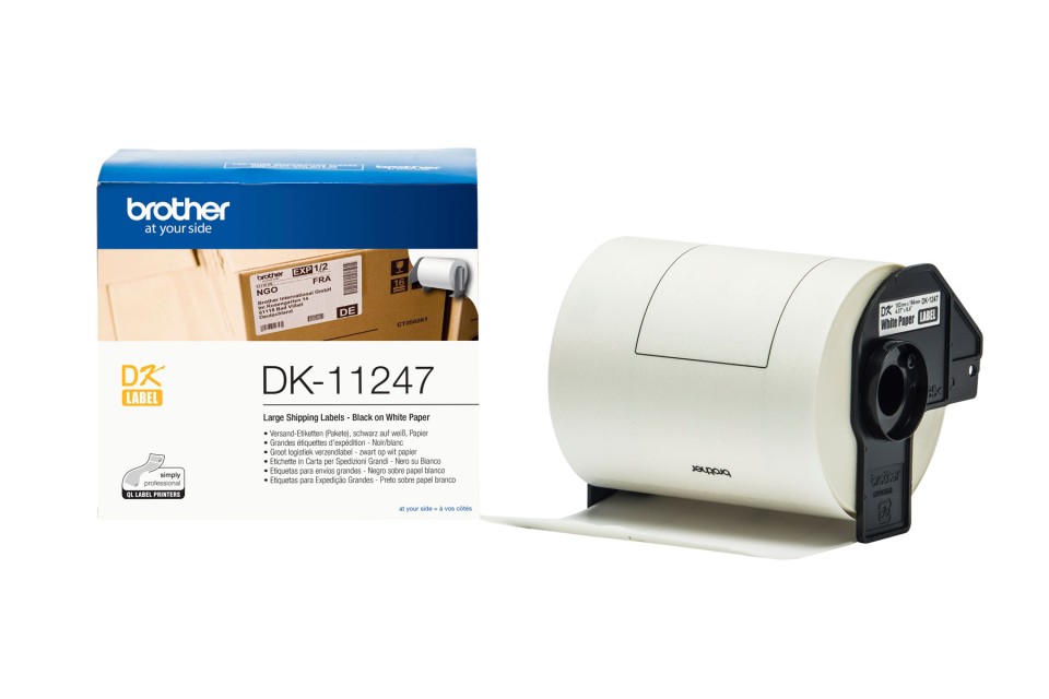 Brother DK-11247 Shipping Labels Large Black On White 103x164mm Roll 180