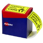 Avery Handle With Care Labels, 75 x 99.6 mm, Fluoro Yellow, 750 Labels (932615) image