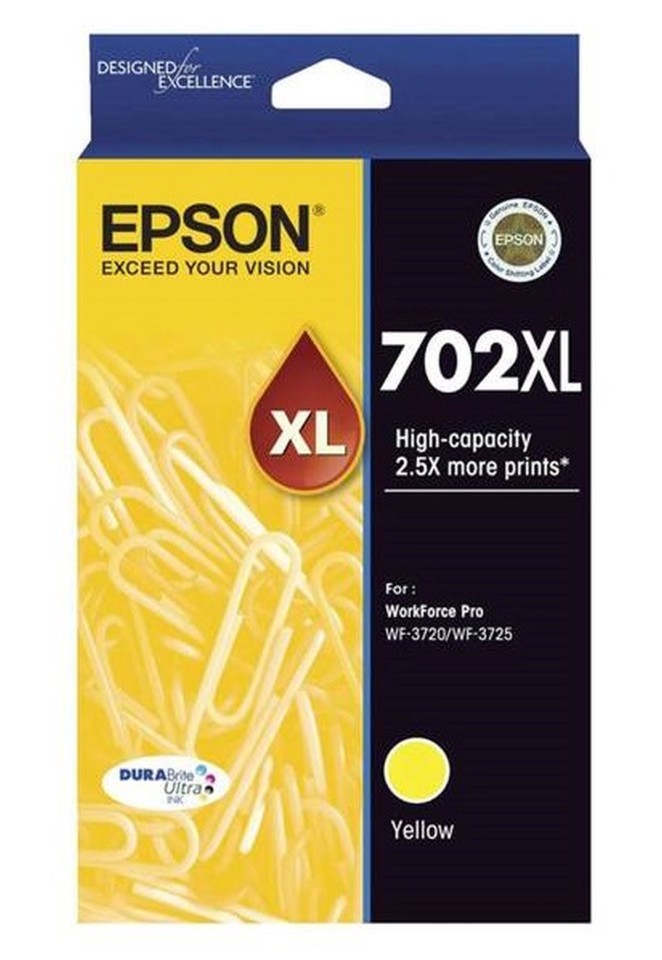 Epson DURABrite Ultra Inkjet Ink Cartridge 702XL High Yield Yellow