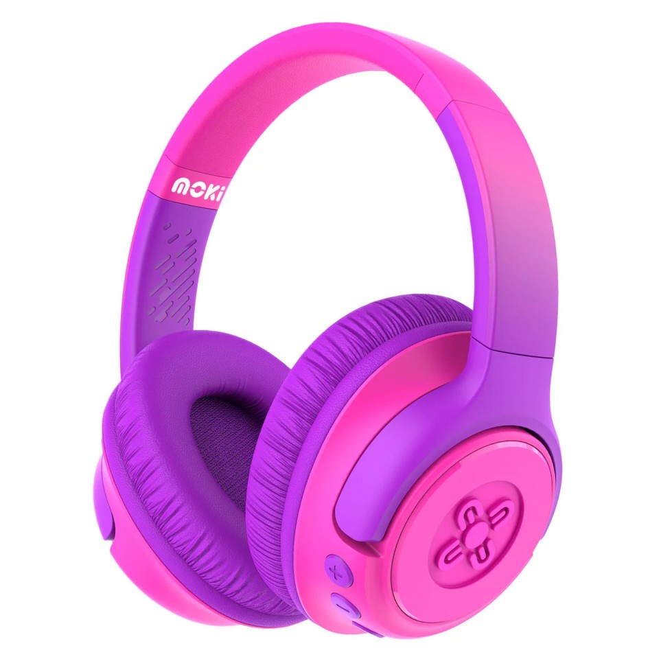 Moki Mixi Kids Volume Limited Wireless Headphones Pink Purple