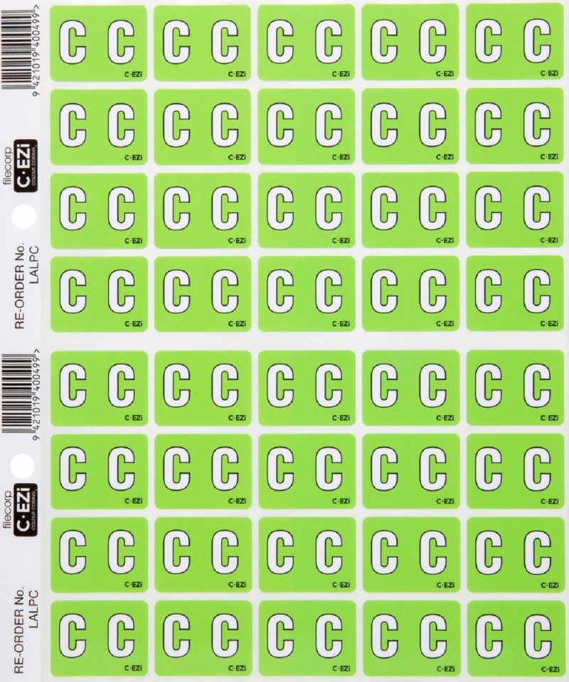 Filecorp C-Ezi Lateral File Labels Alpha Letter C 24mm Sheet 40