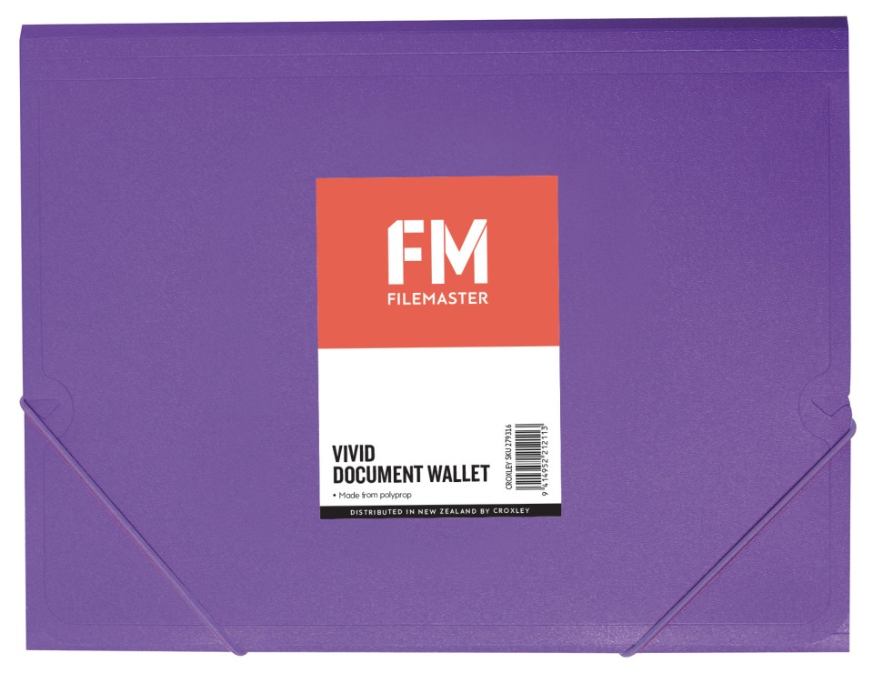 FM Vivid Document Wallet A4 Purple Passion Pack 3