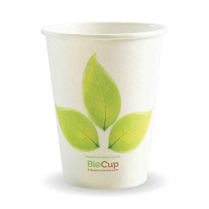 Biopak Single Wall Paper Cup Leaf 12oz 390ml 90mm Carton 1000