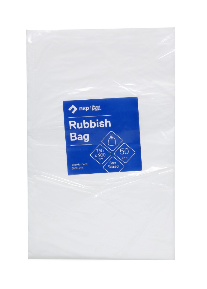 NXP Rubbish Bag 67L 900x750mm 18mu White Pack 50
