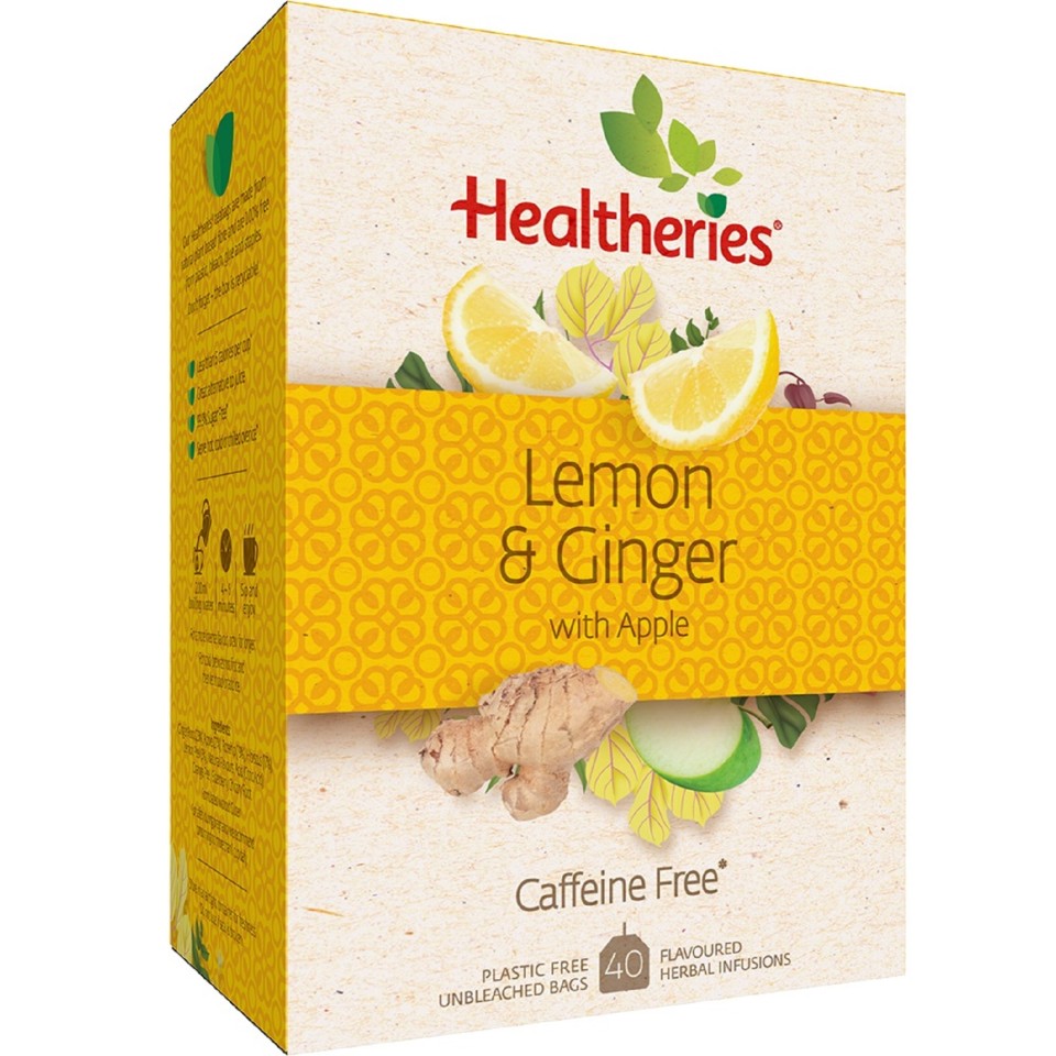 Healtheries Tea Bags Lemon & Ginger Pack 40