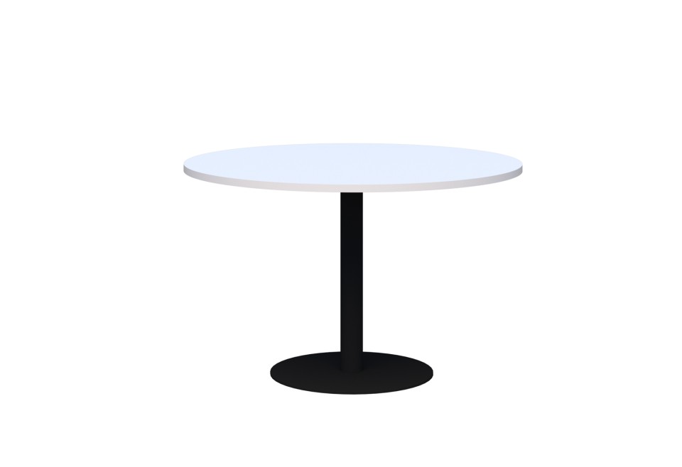 Classic Round Meeting Table 1200 Dia x 745H x 25mm Snowdrift Top With Black Frame