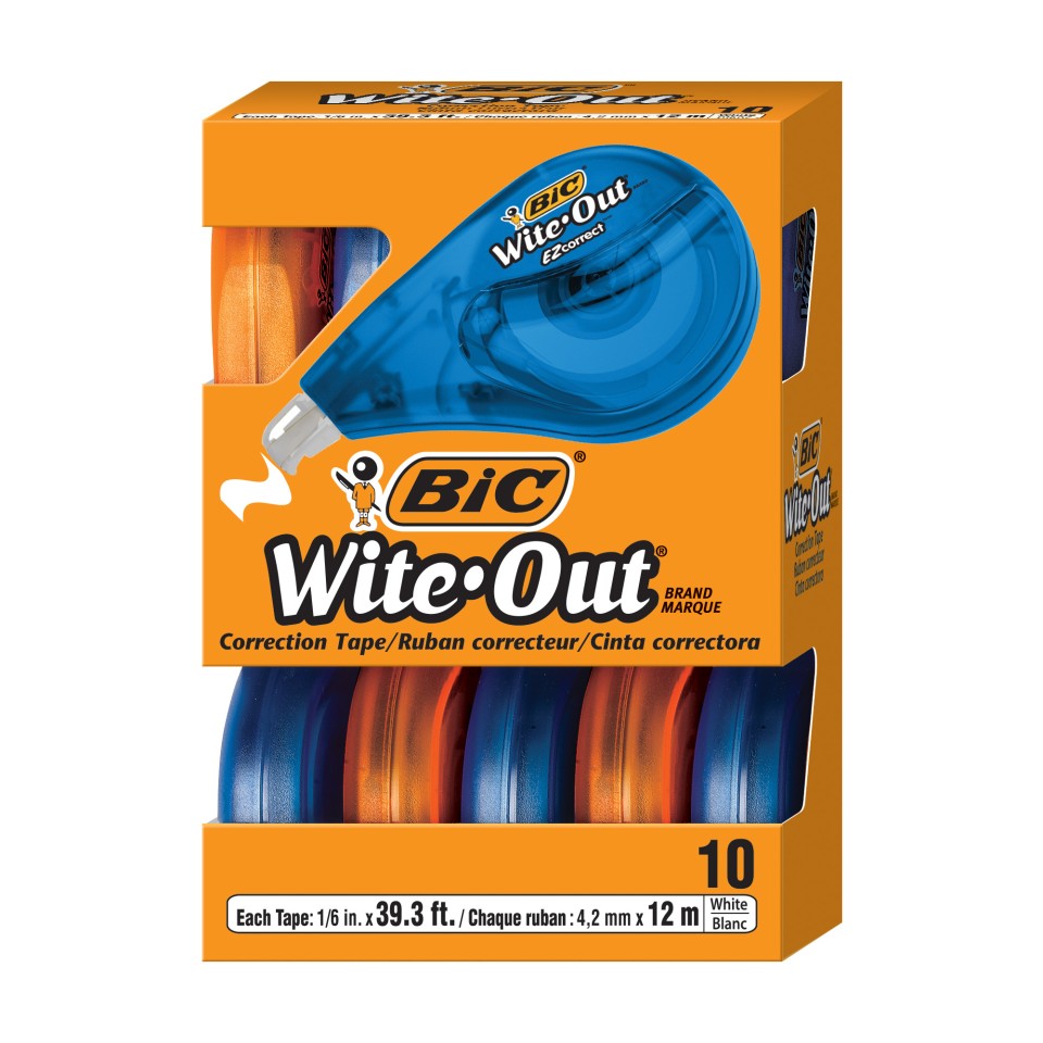 BIC Write-Out Correction Tape 4mm x 12m Box 10