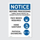 PVC Sign Face Mask Physical Distancing And Sanitizer Required 300x450mm image