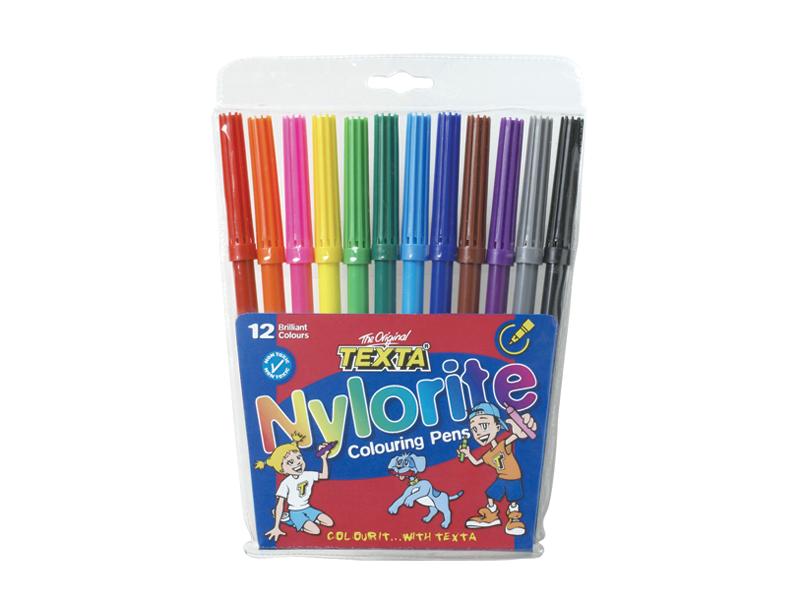 Texta Nylorite Colouring Felt Pens Assorted Colours Pack 12