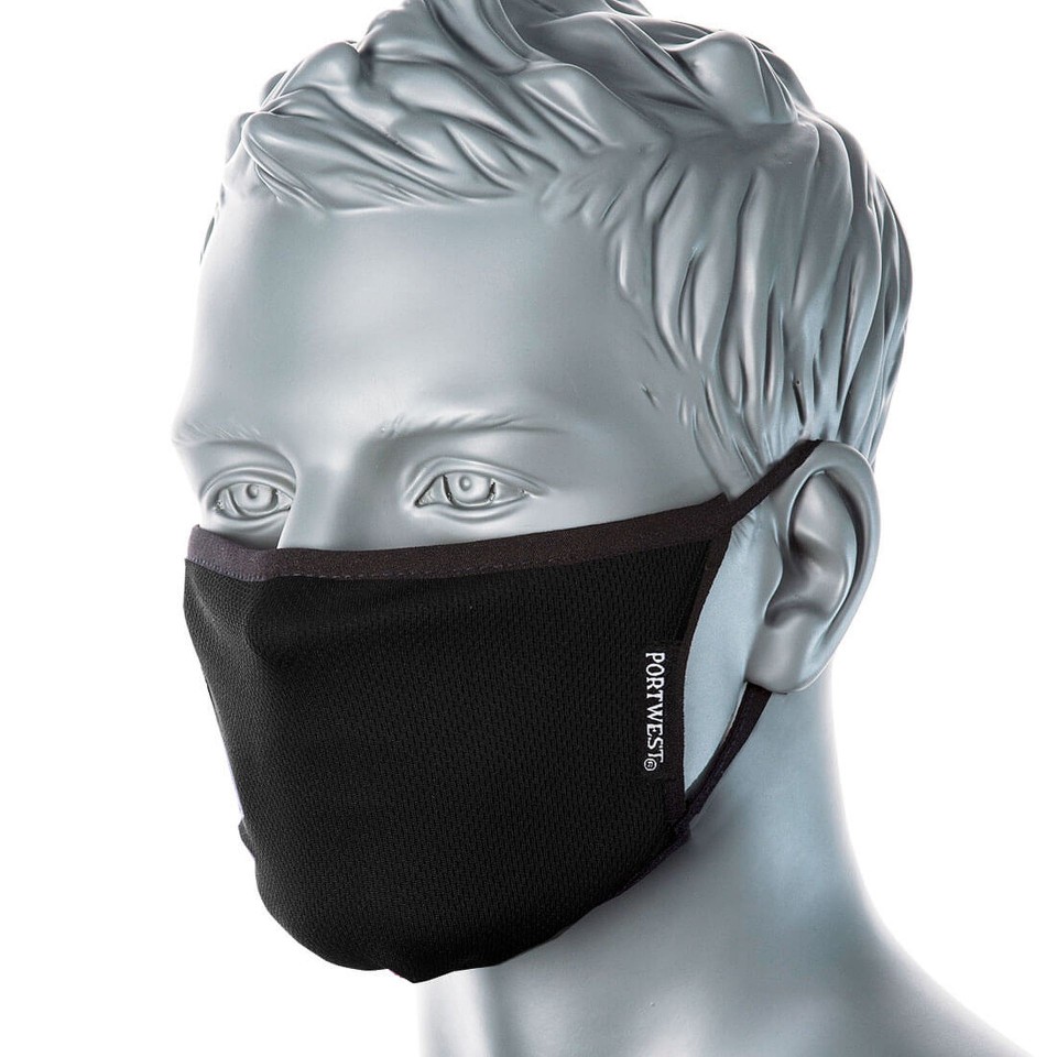 CV33 3-ply Anti-microbial Reusable Fabric Face Mask Box Of 25 - Black