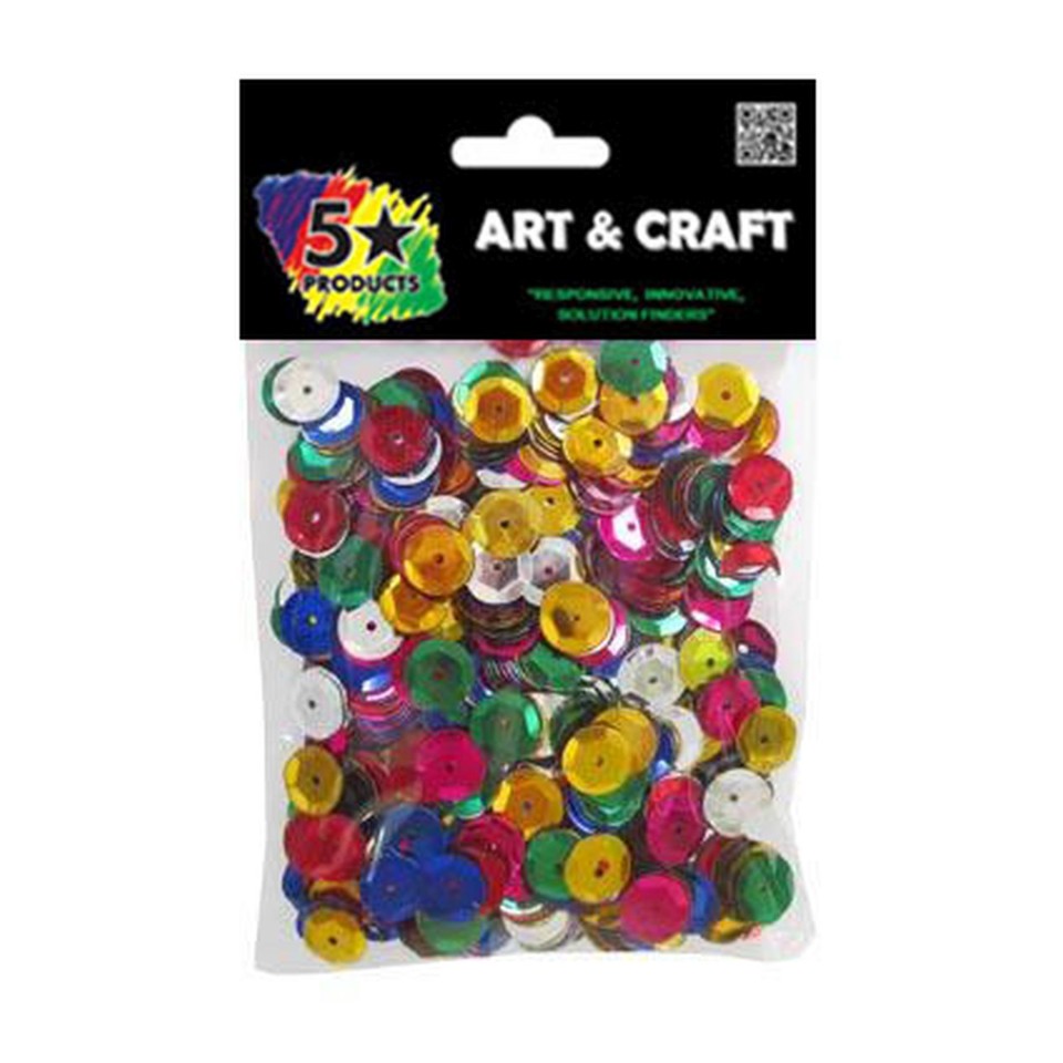 Five Star Craft Sequins Circles Assorted Colours Pack 25g