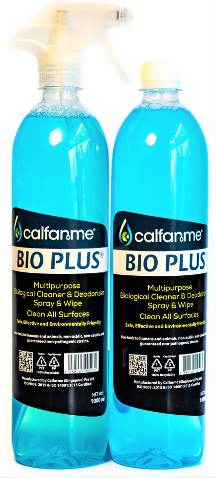 Bio Plus Multi-purpose Biological Cleaner & Sanitiser Spray & Wipe 1l Twin Pack