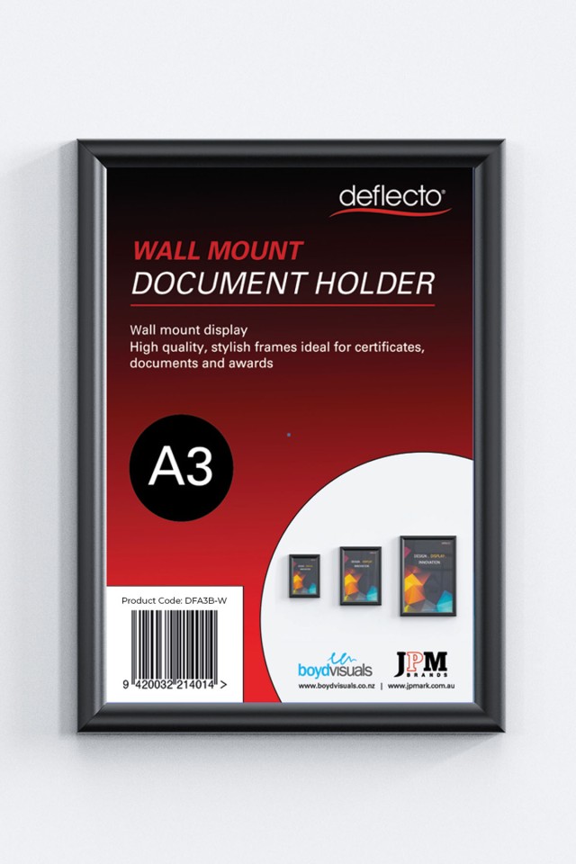 Deflecto Document Frame Wall Mount A3 Black