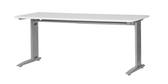 Zealand Mirage Desk 1500(w)x600(d)x725(h)mm 25mm Melamine Top Panel White Top Silver Base