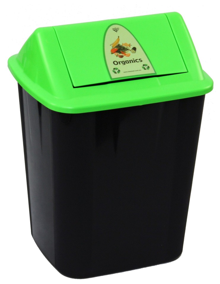 Italplast Organics Waste Separation Bin 32L Black Bin Green Lid
