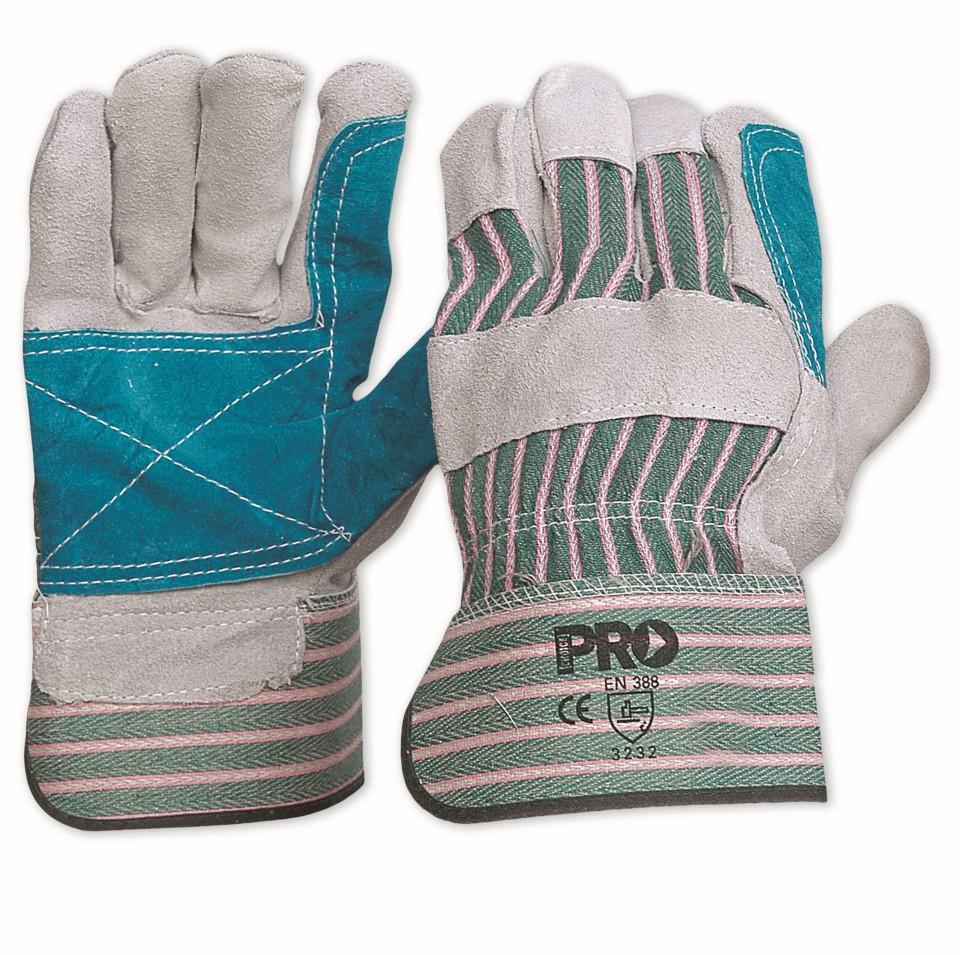 Green And Grey Stripe Leather Gloves