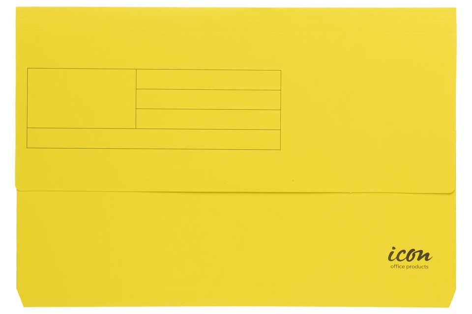 Icon Document Wallet Cardboard Foolscap Yellow Pack 10