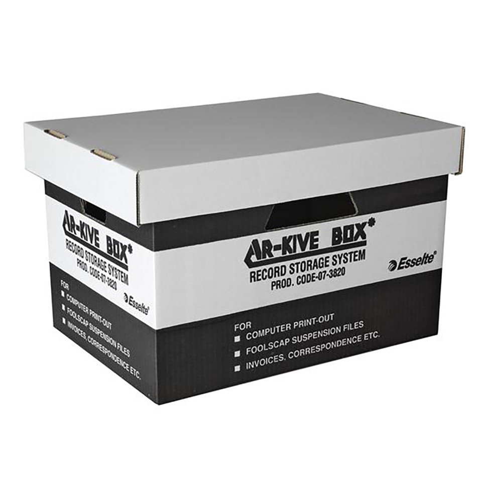 Esselte Archive Box With Lid Cardboard Black & White