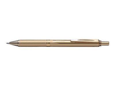 Pentel Energel Gel Ink Pen Retractable Aluminium Gold Barrel 0.7mm Black