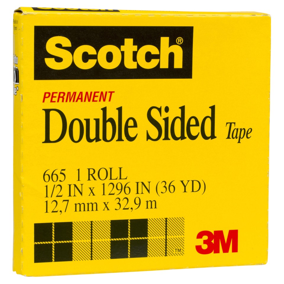 Scotch 665 Double Sided Tape Permanent 12.7mm x 32.9m Roll