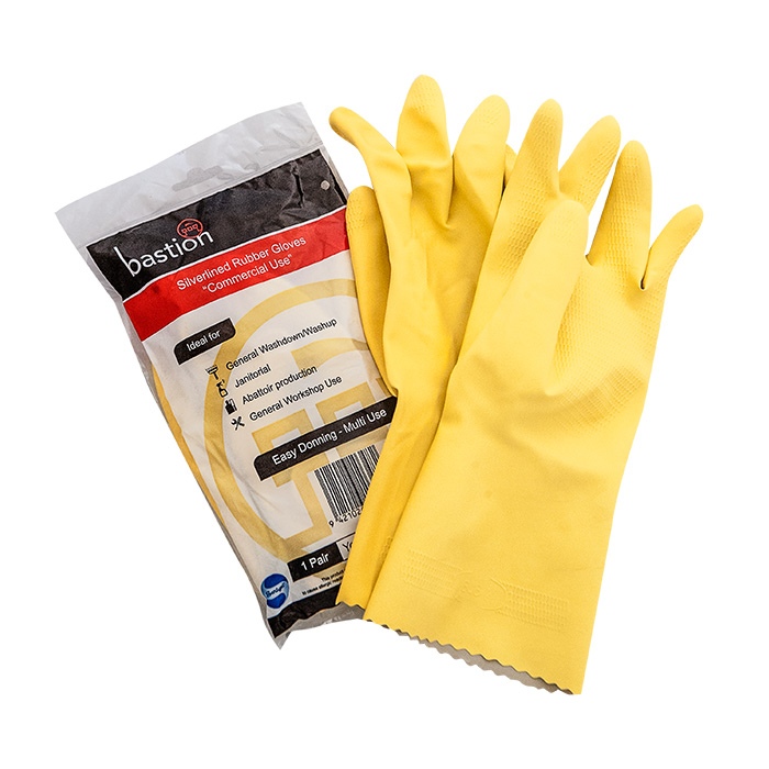 Bastion Silver lined Gloves Yellow Xlarge 12 Pairs/Pkt