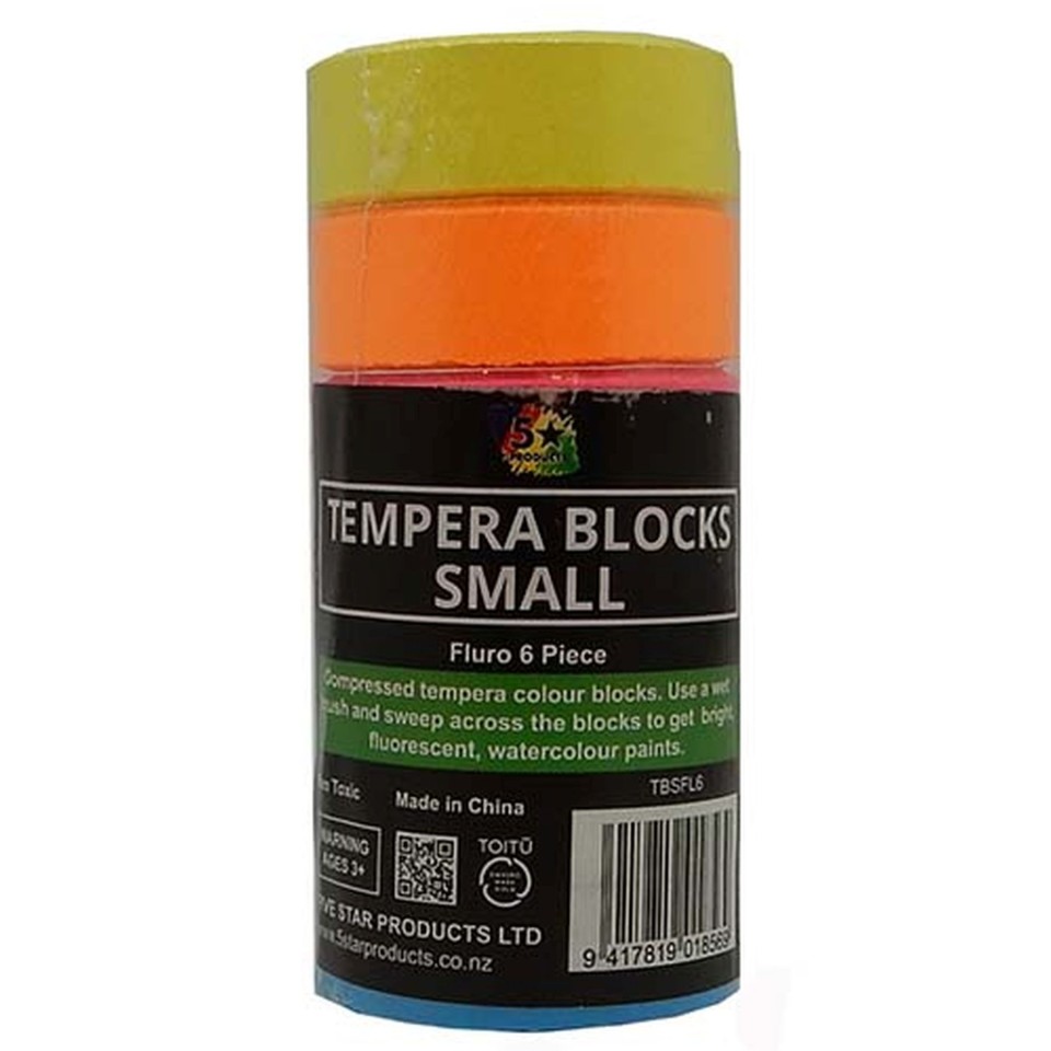 5 Star Tempera Paint Blocks Small Fluoro Pack 6