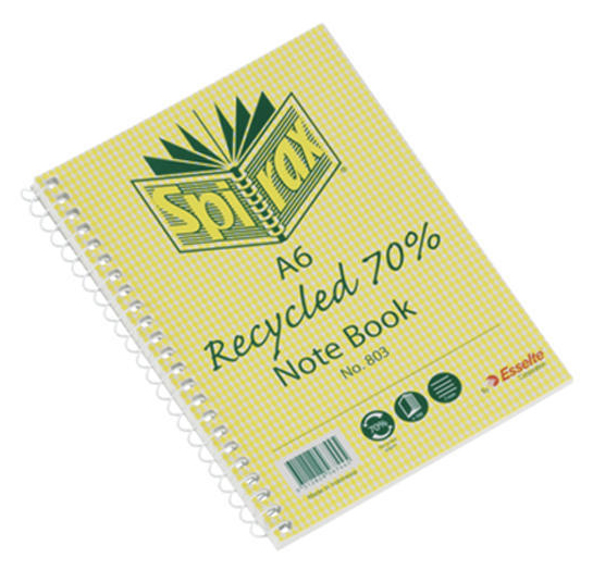 Spirax 813 Spiral Notebook Recycled A6 100 Pages