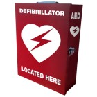 Metal Defibrillator Cabinet With Solid Front Red image