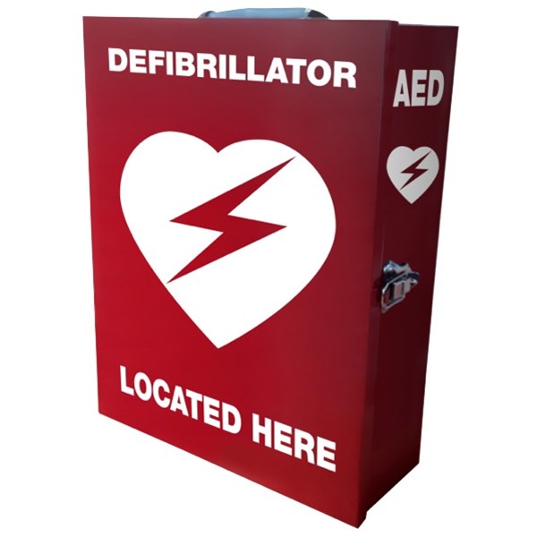 Metal Defibrillator Cabinet With Solid Front Red