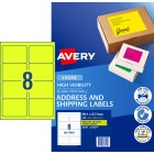 Avery Shipping Labels Fluoro Yellow High Vis Laser Printers 99.1x67.7mm 200 Labels 36102 / L7165FY image