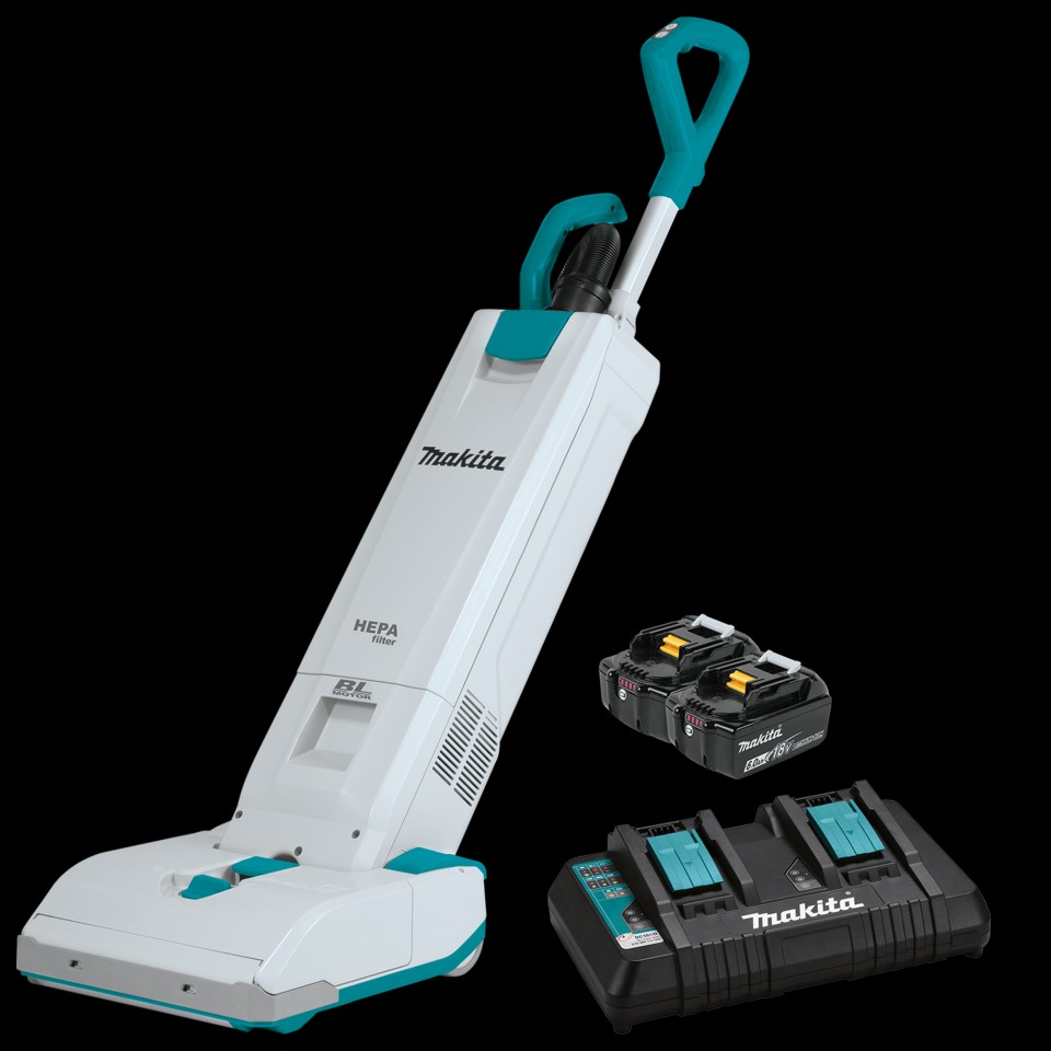 Makita DVC560PG2 18vx2 Brushless 15L Upright Vac Cleaner c/w 2x6.0amp Batteries & Dual Rapid Charger