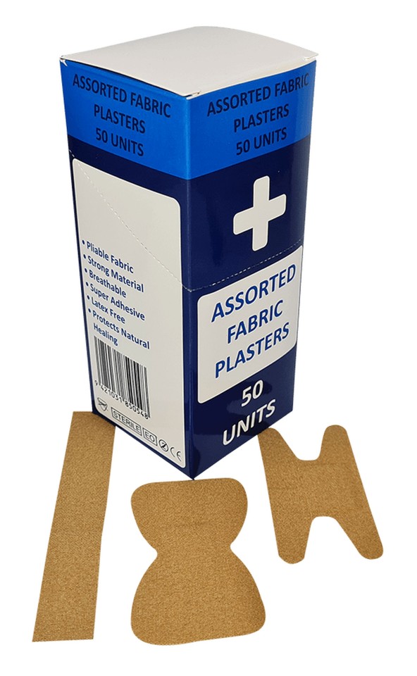 First Aid Plasters Assorted Fabric Skin Colour Box Of 50