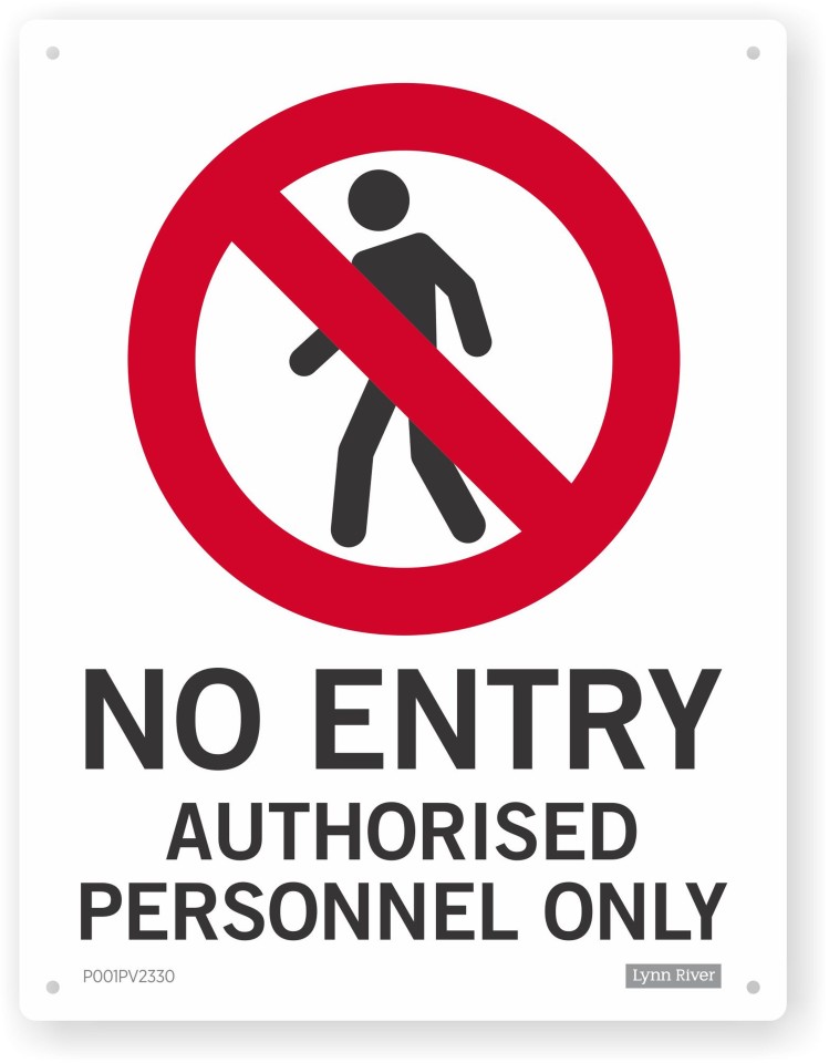 Sign - No Entry Authorised Personnel Only 230 X 300 Each