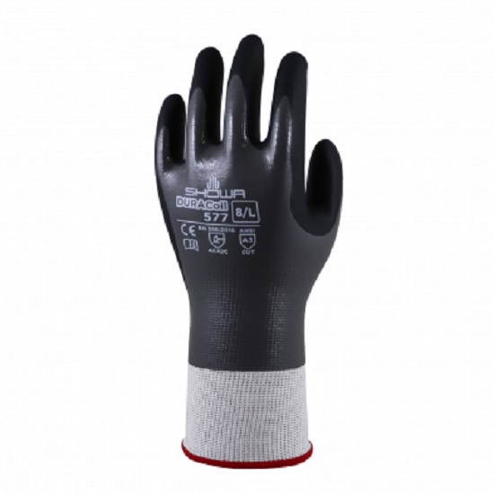 Lynn River Showa Duracoil 577 Nitrile Cut C Cut Resistant Glove Grey