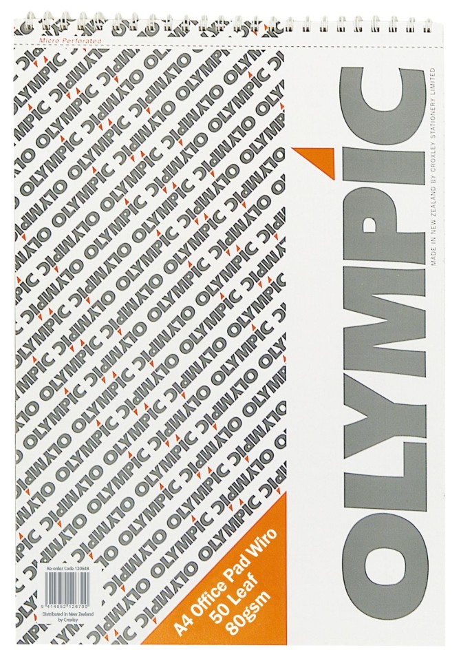 Olympic Spiral Notepad A4 Ruled 50 Leaf 80gsm