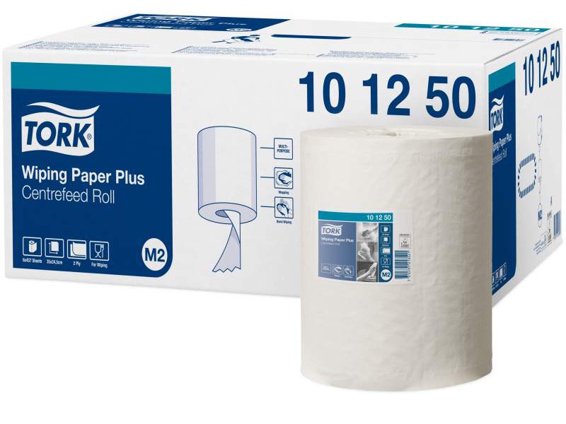 Tork M2 Wiping Paper Plus Centrefeed Roll 101250 M2 160m White Carton 6