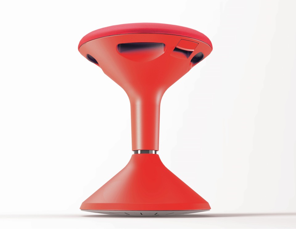 Jari Stool Red Upholstered Seat Red Base Height Adjustable 400mm - 500mm