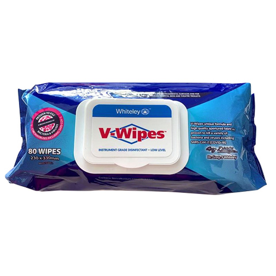 Whiteley Disinfectant Wipe V-Wipes Instrument Grade Pack 80