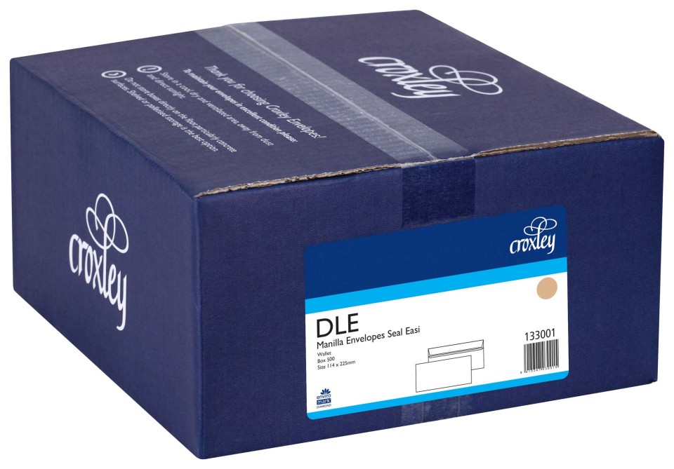 Croxley Envelope Seal Easi 133001 DLE 114mm x 225mm Manilla Box 500
