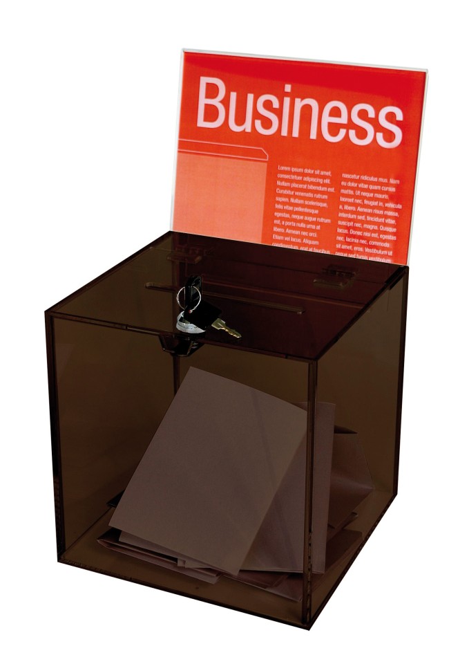 Esselte Suggestion/Ballot Box with Header Card & Lock Large Smoke