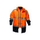 Hv888-1 Waterproof Two Tone 4-In-1 Reversible Fleece Jacket W/ Outer Hv306 Orange/Navy 5XL image