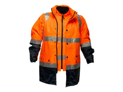 Hv888-1 Waterproof Two Tone 4-In-1 Reversible Fleece Jacket W/ Outer Hv306 Orange/Navy 5XL