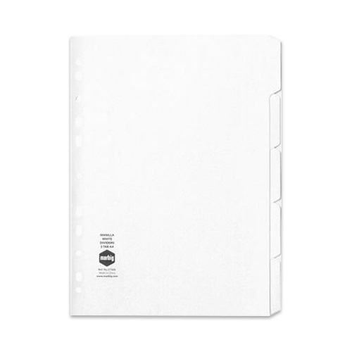 Marbig Dividers Manilla A4 White 5 Tab Pack 20